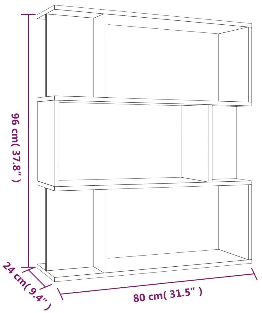 Estante/divisória madeira proces. 80x24x96cm carvalho castanho