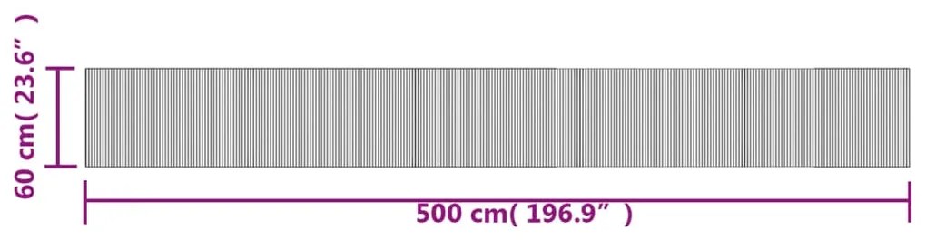 Tapete retangular 60x500 cm bambu castanho-escuro
