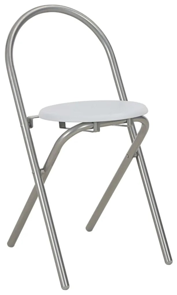 3 pcs conjunto jantar dobrável com prateleira MDF e aço branco