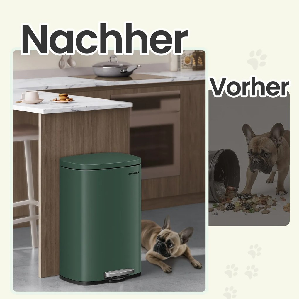 Caixote do lixo para cozinha 50 litros verde vintage