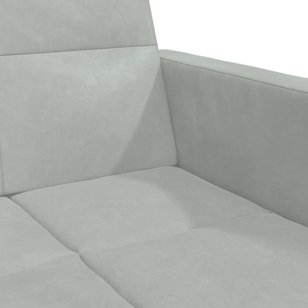 Sofá-cama 2 lugares c/ apoio de pés veludo cinza-claro
