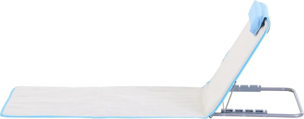 Conjunto de 2 Esteiras de Praia com Encosto Reclinável em 5 Níveis Bolsa de Transporte e Apoio de Cabeça 48x134x36-45 cm Branco Creme