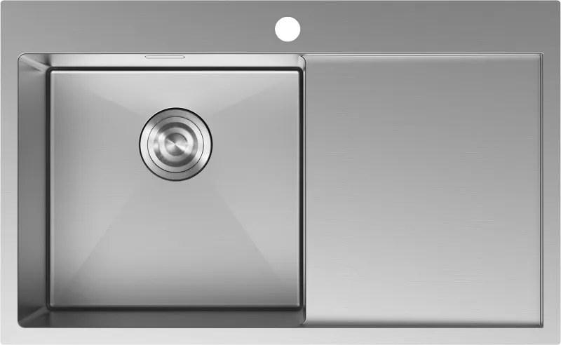 Mexen Exar lava-loiça de aço inoxidável de 1 bacia com escorredor à esquerda 780 x 480 mm, inox - 6433781010L-01