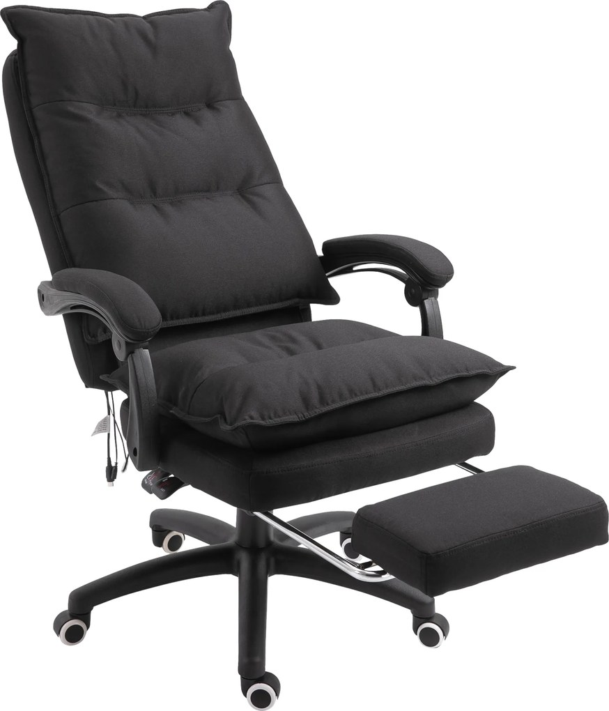 Cadeira de escritório com função de massagem, cadeira de escritório, cadeira ergonómica com altura ajustável, encosto reclinável, apoio para os pés in
