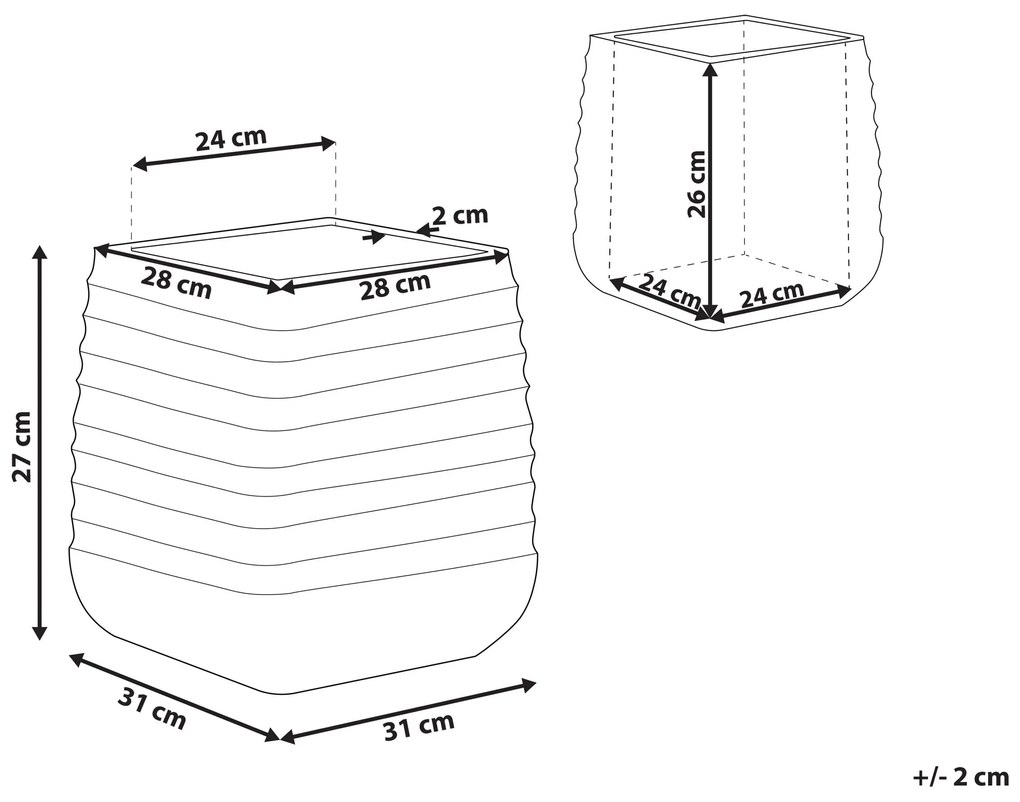 Vaso para plantas preto 28 x 28 x 27 cm preto PARIKIA Beliani