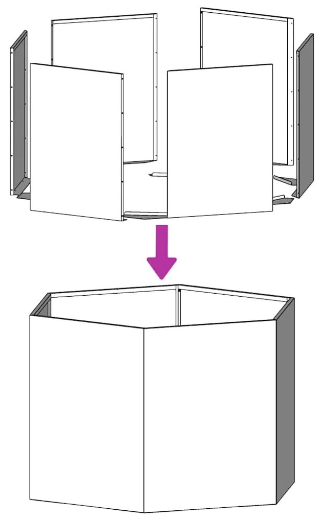 Vaso/floreira de jardim hexagonal 69x60x45 cm aço galvanizado