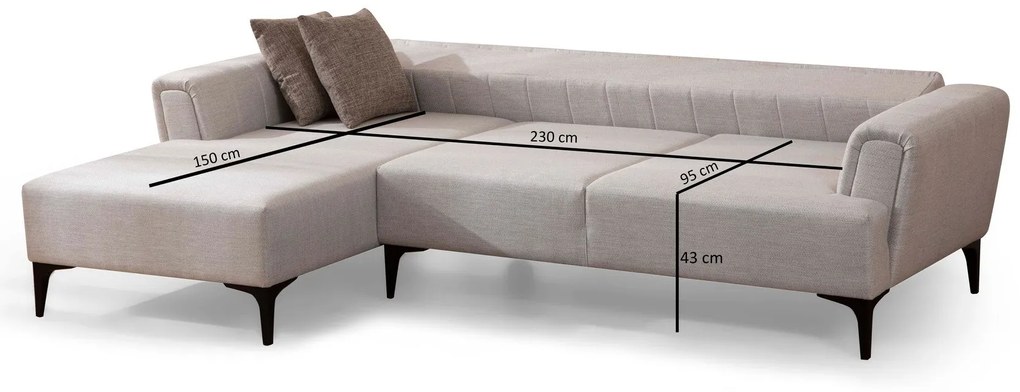 Sofá-cama de canto Hamlet – Ecru – 140x270 cm