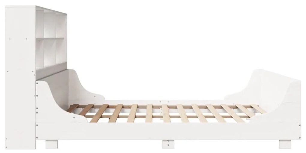 Cama com estante sem colchão 200x200 cm madeira maciça branco