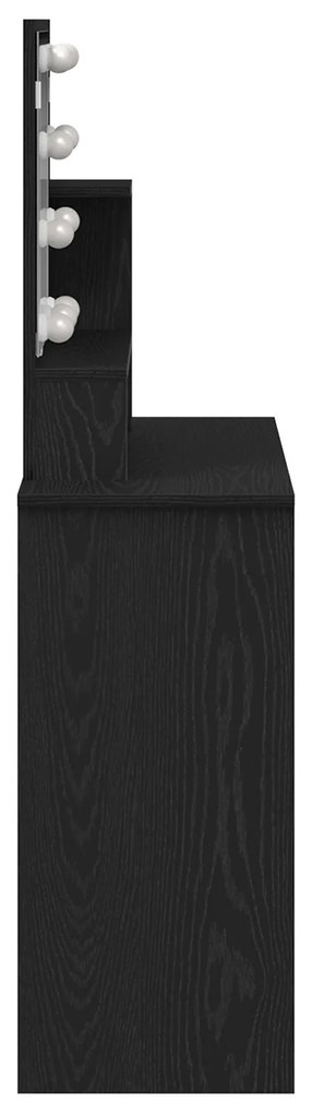 Mesa de Maquiagem LED em Carvalho Preto - 86,5 x 35 x 136 cm