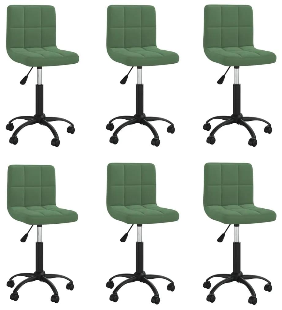 Cadeiras de jantar giratórias 6 pcs veludo verde-escuro