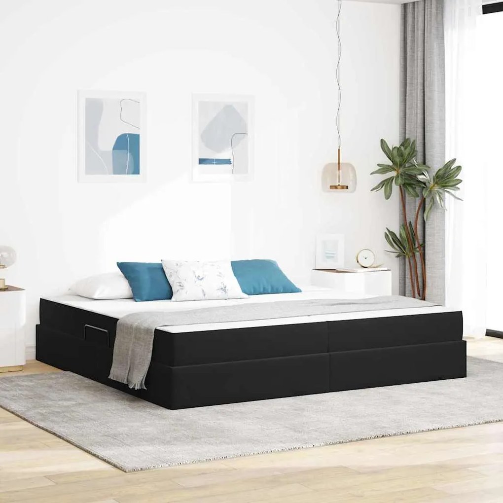 vidaXL Cama com arrumação e colchão Preto 200 x 200 cm Veludo
