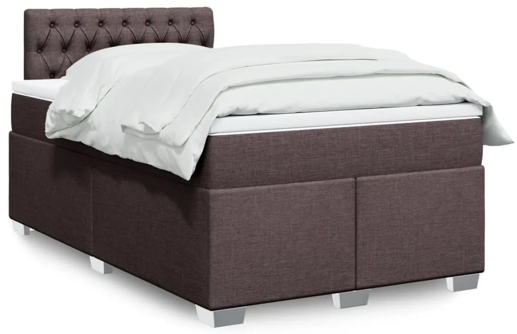 Cama boxspring com colchão 120x190 cm tecido castanho-escuro