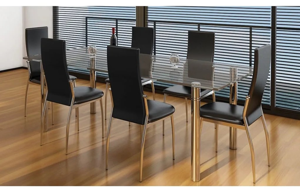 Cadeiras de jantar 6 pcs couro artificial preto