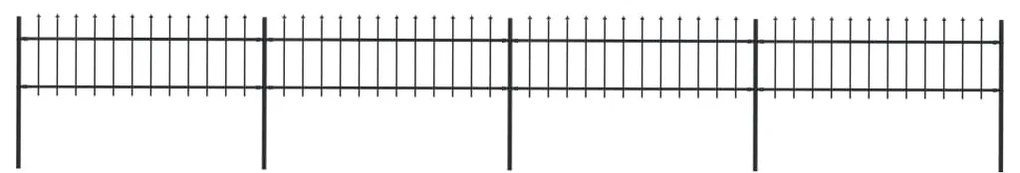 vidaXL Cerca de jardim com topo em lanças 6,8x0,6 m aço preto