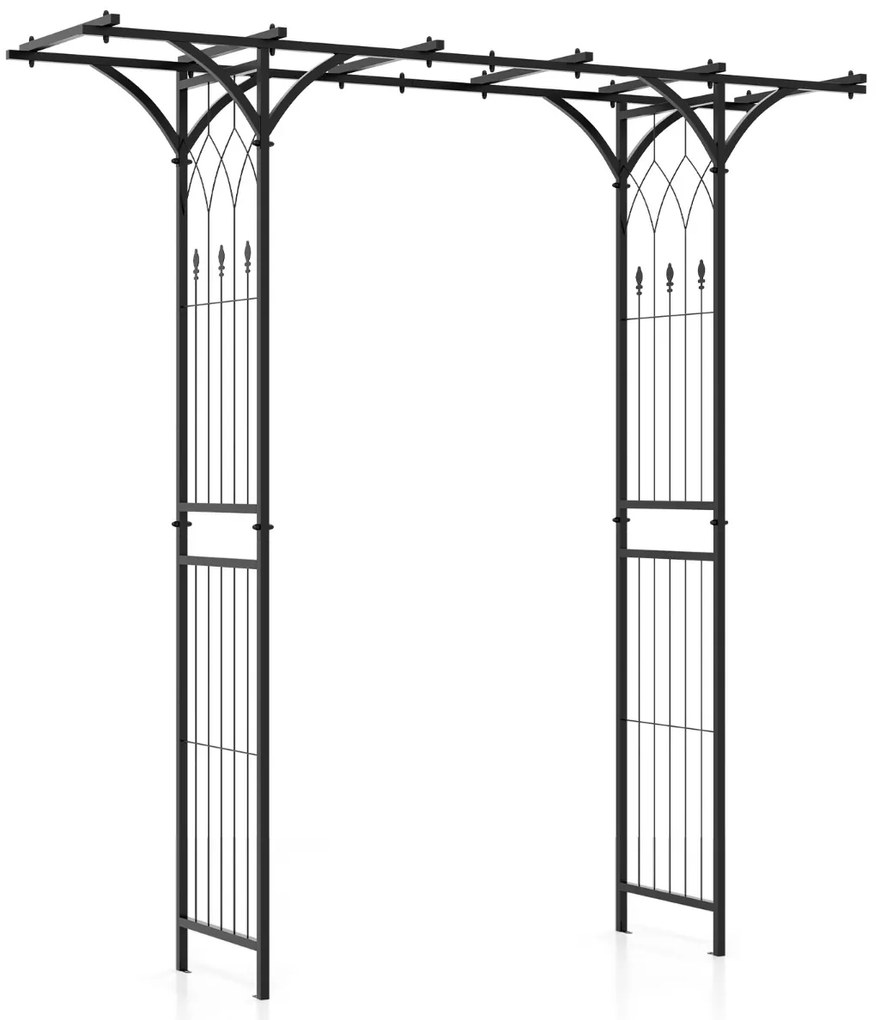 Arco treliça metálica decorativa de 206 cm para plantas trepadeiras, videiras, rosas, pátio, Preto