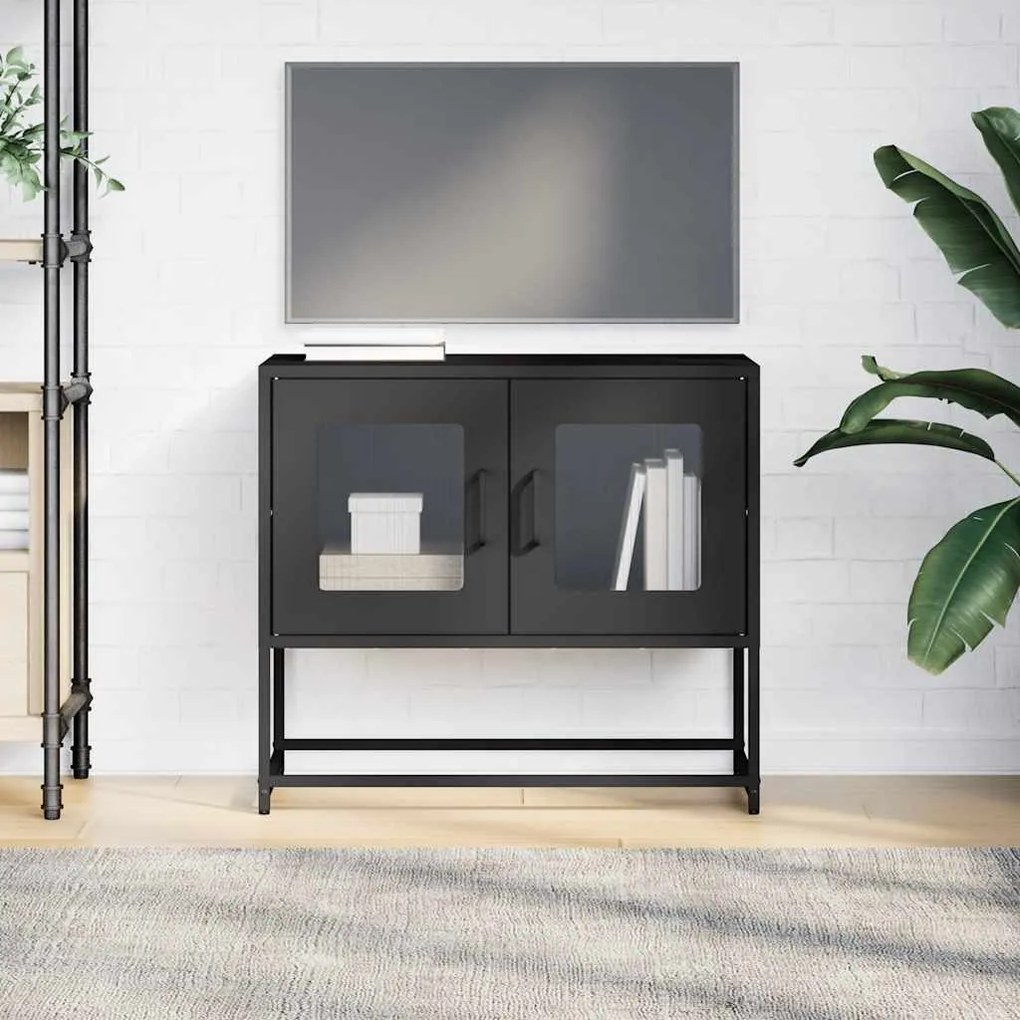 Móvel de TV 68x39x60,5 cm aço laminado a frio preto