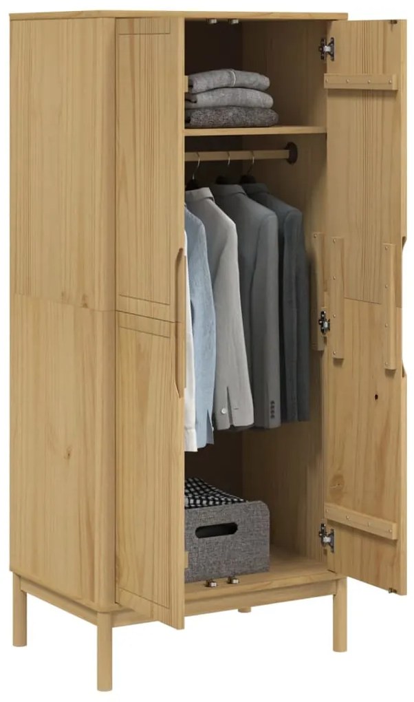 Roupeiro FLORO 77x53x171 cm madeira pinho maciça castanho mel