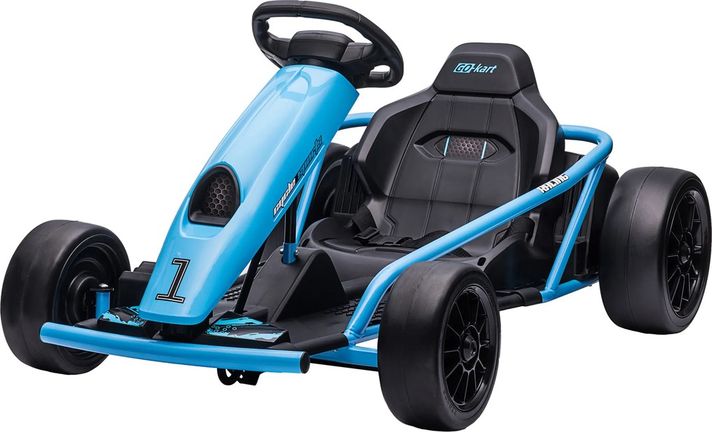 Kart Elétrico 24 V para Crianças 7 aos 12 anos, 115 x 77 x 54 cm, Modo Drift, Azul