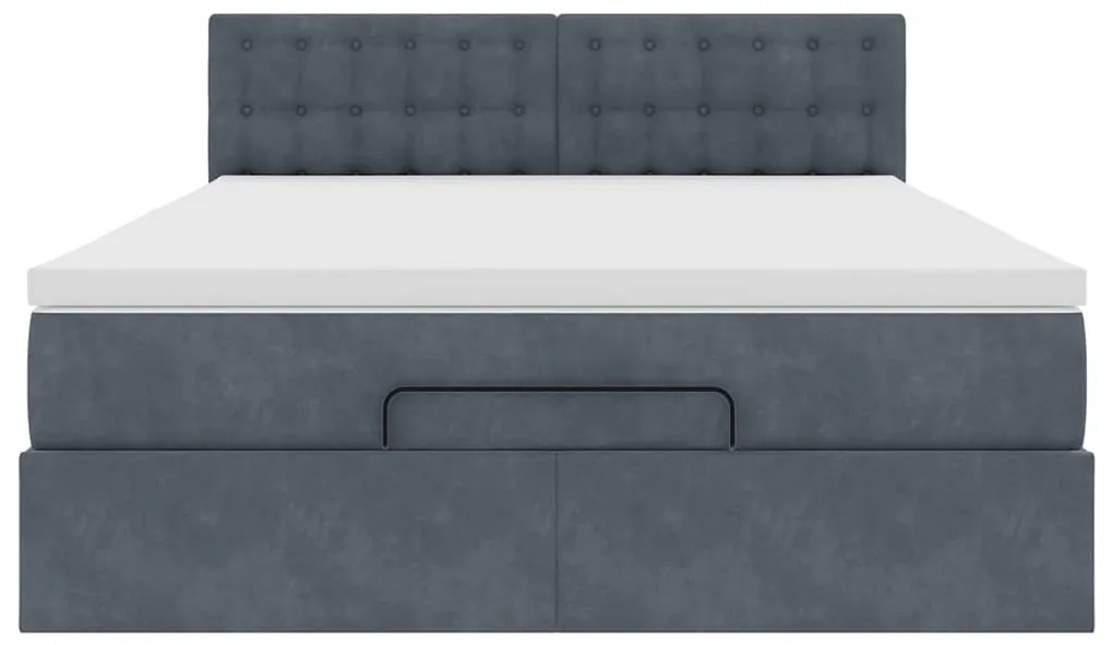 Estrutura de cama otomana com colchão 140x200cm cinzento escuro