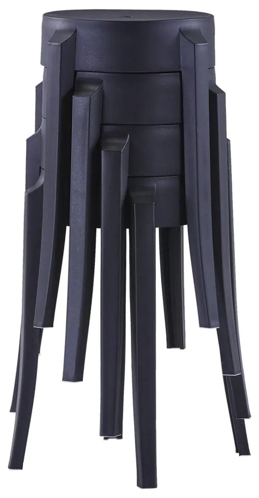 Bancos empilháveis 4 pcs plástico preto