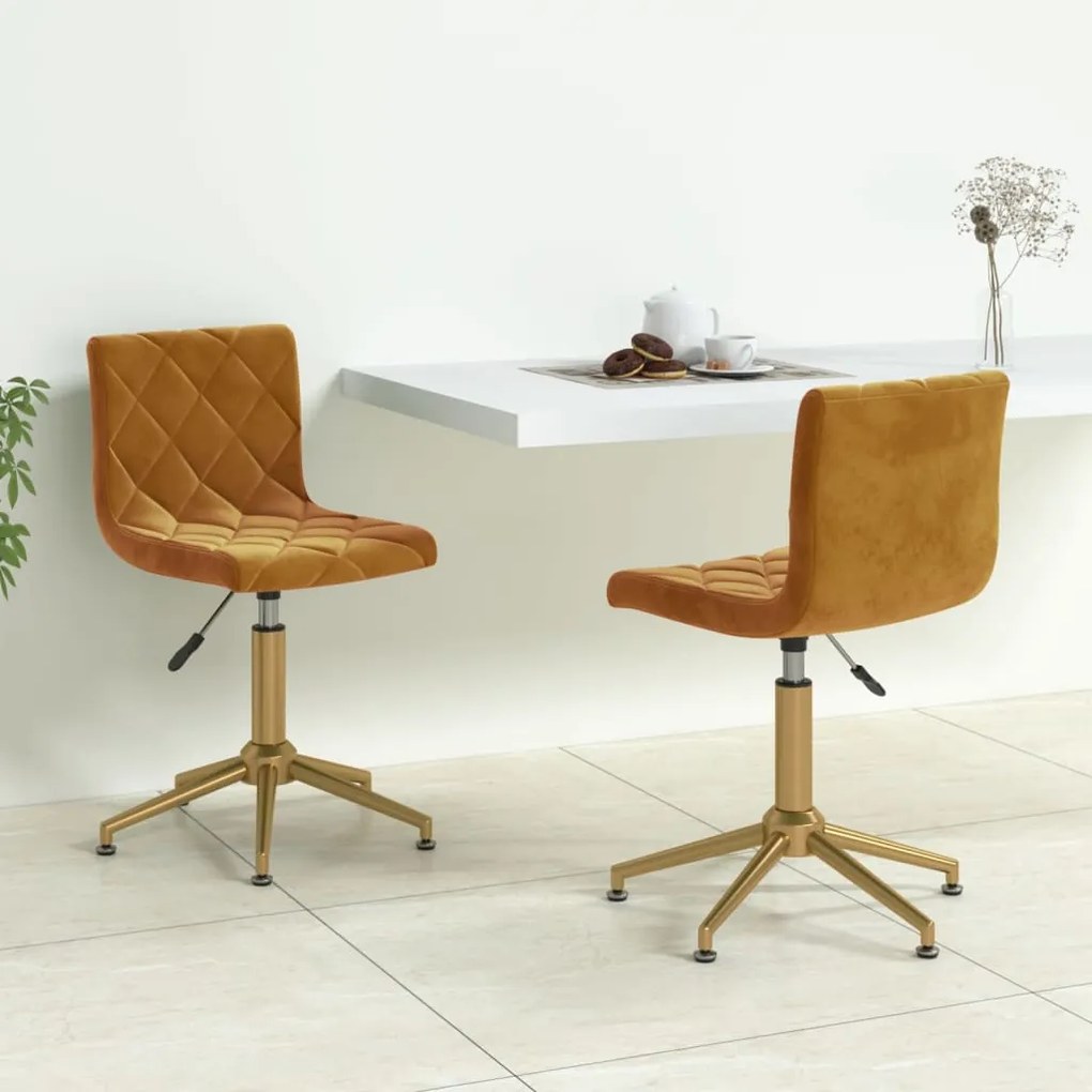 vidaXL Cadeiras de jantar giratórias 2 pcs veludo castanho