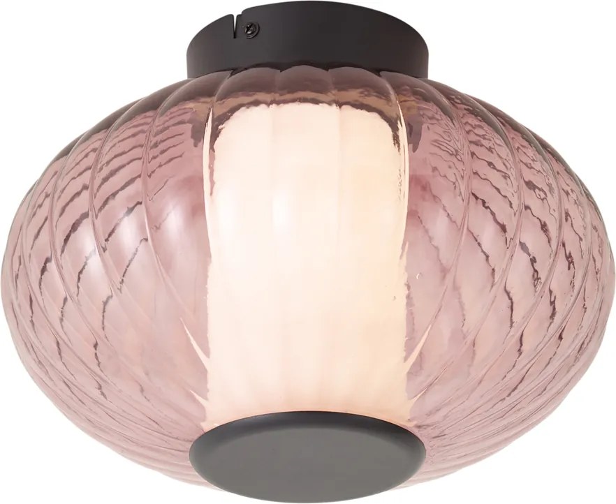 Plafon de design preto 28cm com vidro roxo incl. LED regulável em 3 níveis - Margherite