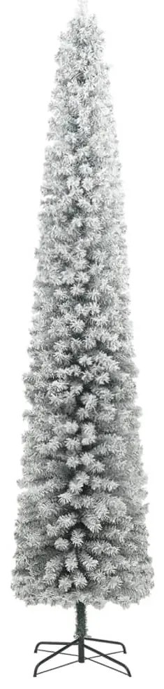 Árvore de Natal fina c/ suporte e flocos de neve 270 cm PVC