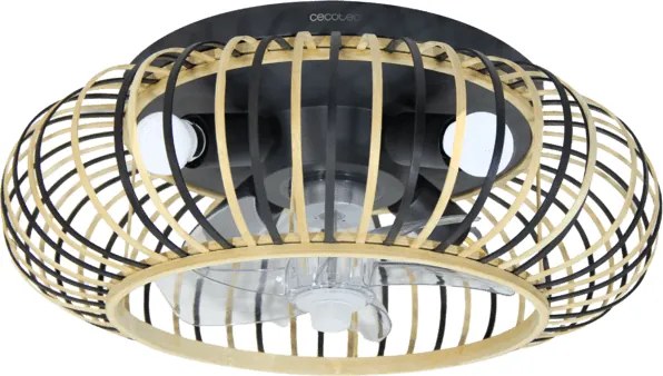 Ventoinha de teto EnergySilence LampAero 600 Natural Wood de design com motor DC, com uma potência de 20 W
