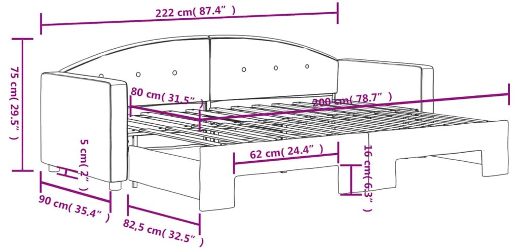 Sofá-cama com gavetão 80x200 cm veludo preto
