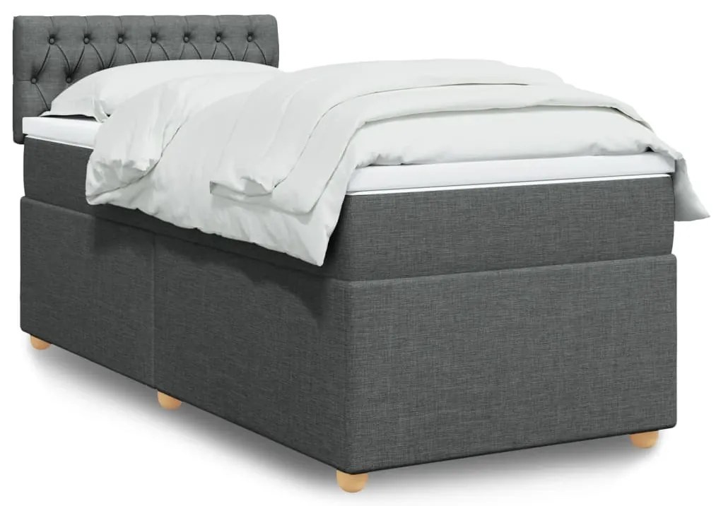 Cama com molas/colchão 90x190 cm tecido cinza-escuro
