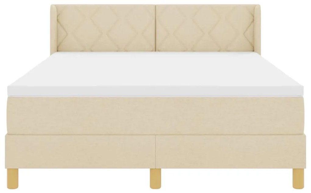 Cama Box com Colchão Creme, 140 x 190 cm, Tecido