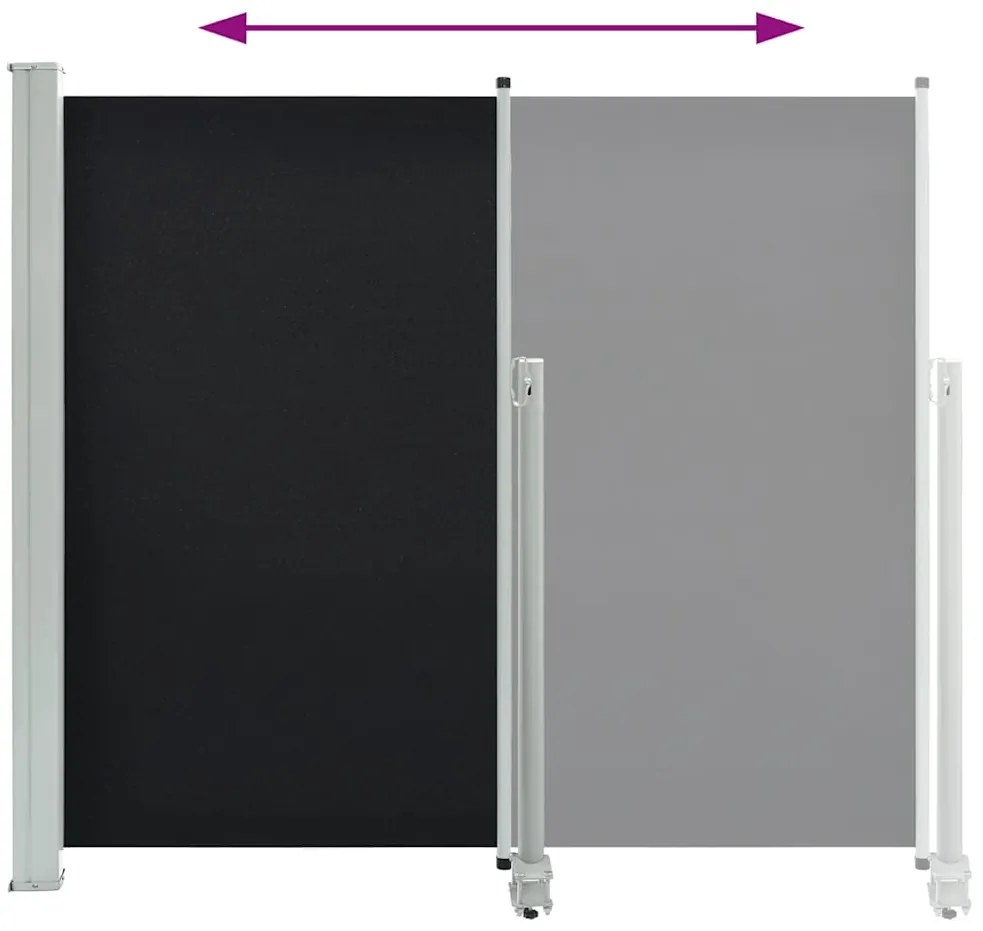 Toldo lateral retrátil para pátio 140x300 cm preto