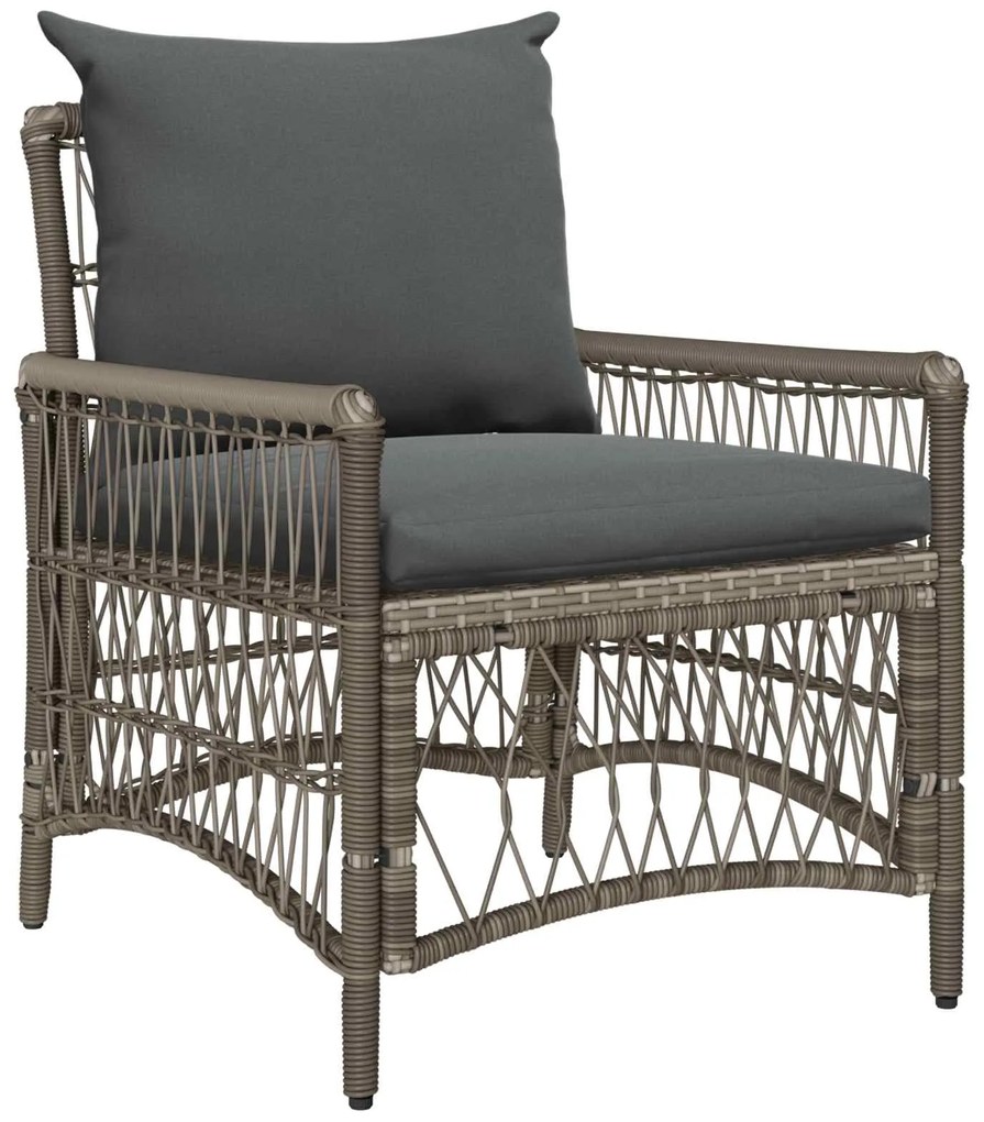 vidaXL Cadeira de Jardim com almofada Cinzeto 73 x 61 x 77 cm vime PE