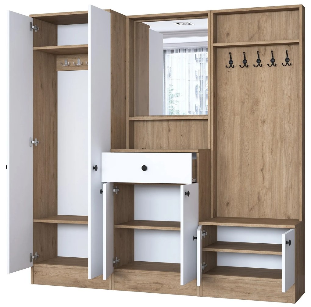 Hall Stand P6 – White/Nogueira – 179,4x182,8x37,5 cm