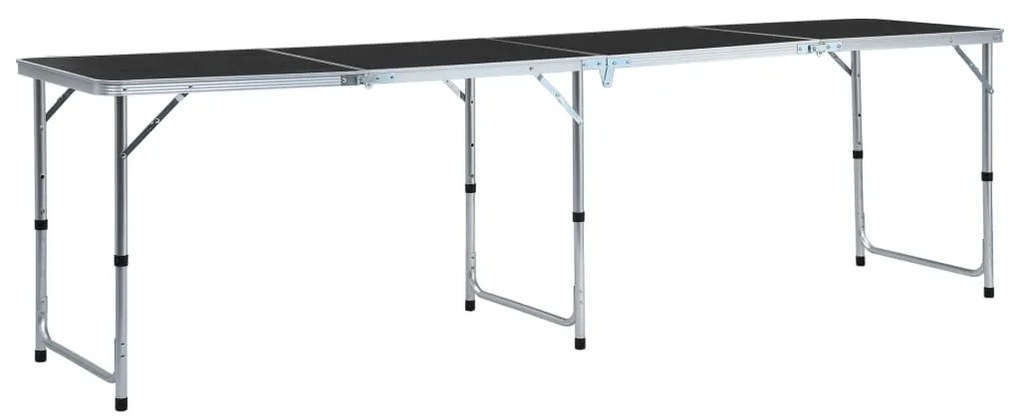 Mesa de campismo dobrável 240x60 cm alumínio cinzento