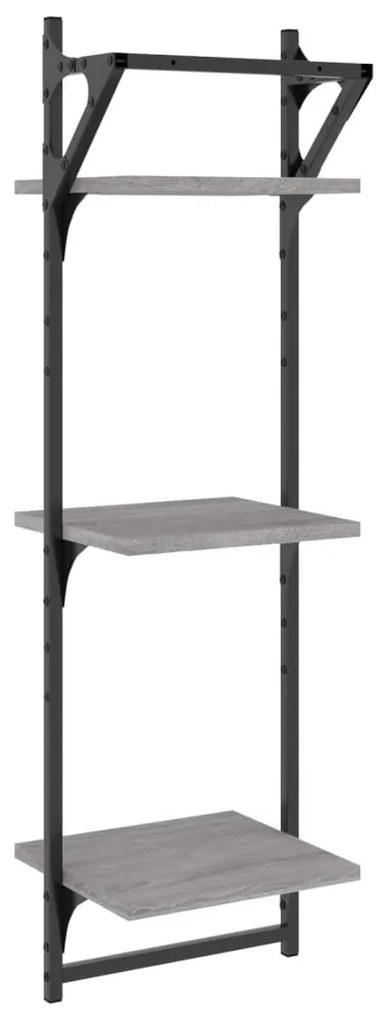 Estante 3 prateleiras c/ barras 2pcs 30x25x100 cm cinza sonoma