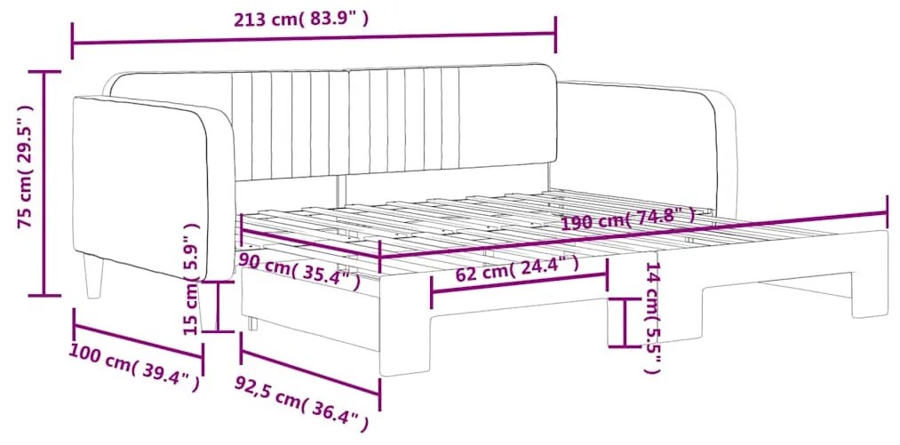 Sofá-cama com gavetão 90x190 cm veludo cinzento-claro
