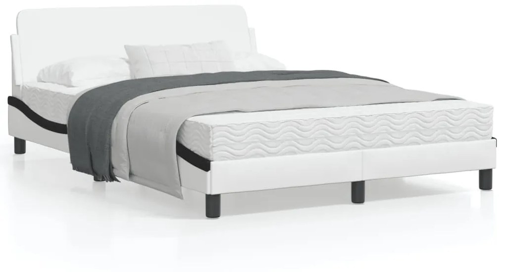 vidaXL Estrutura cama c/ cabeceira 140x200 couro artif. branco/preto