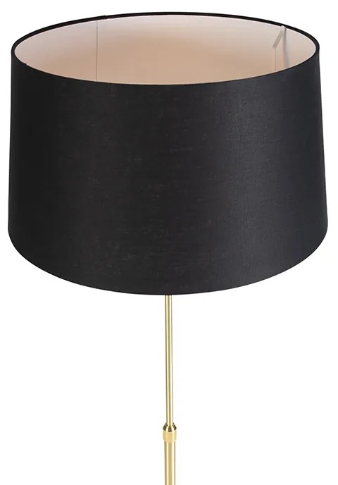 Candeeiro de pé dourado/latão com abajur de linho preto 45 cm - Parte Design,Moderno