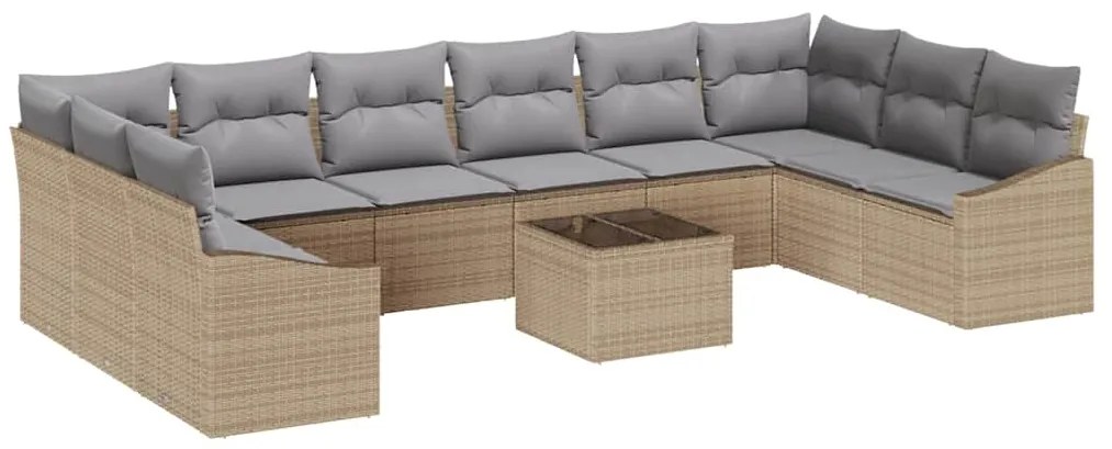 Conjunto de Jantar de Jardim com 11 Peças e Almofadas Pretas em Rattan