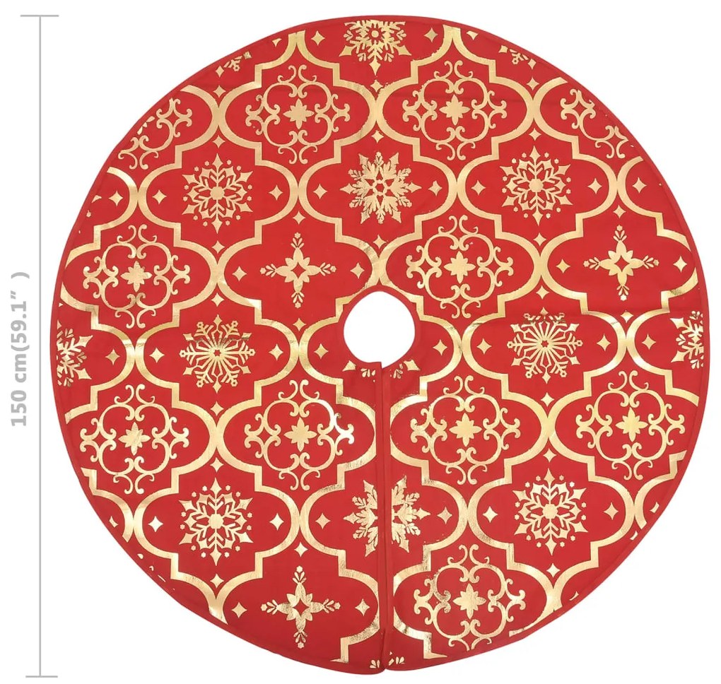 Saia de árvore de Natal luxuosa 150 cm com meia tecido vermelho