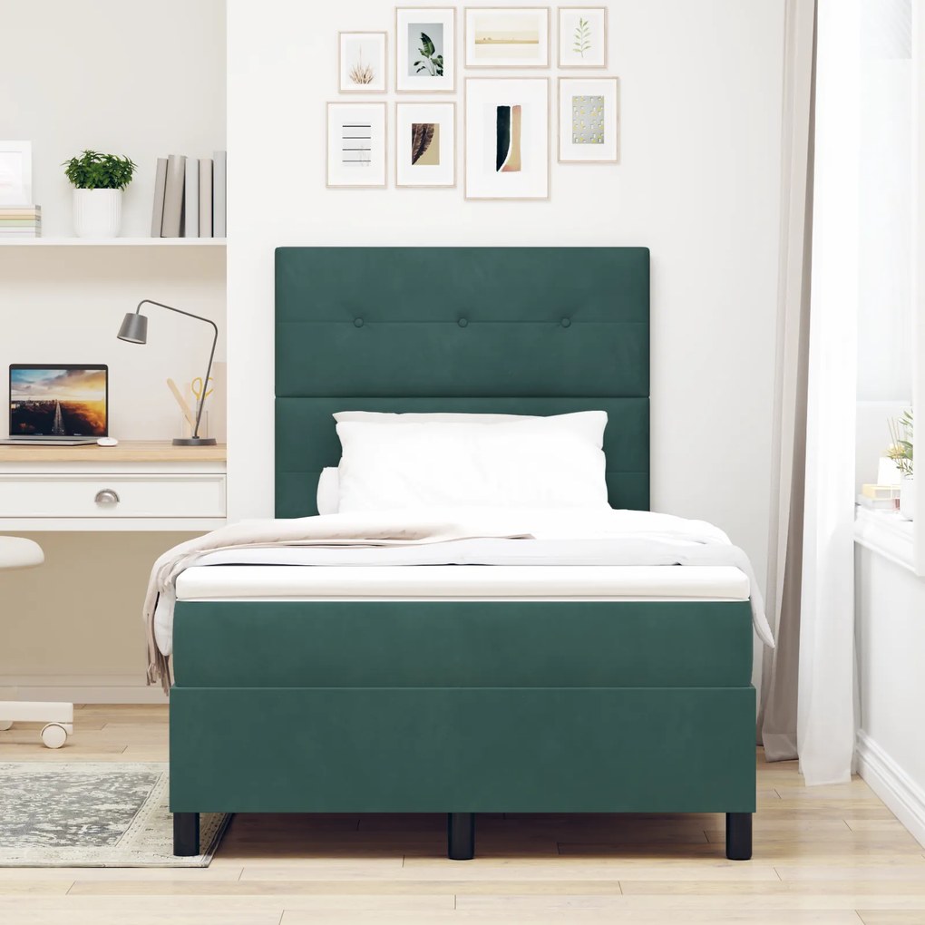 Cama Box Spring com Colchão vidaXL Verde Escuro 120x200 cm Veludo