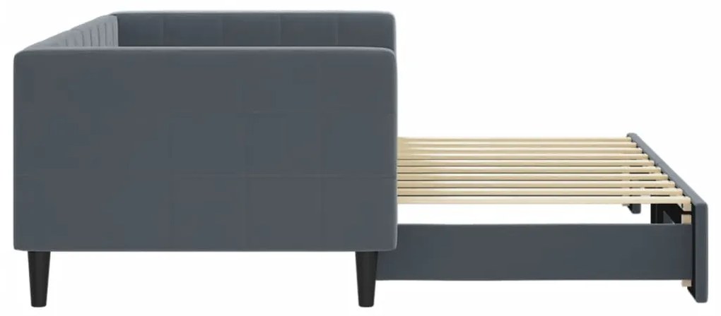 Sofá-cama com gavetão 90x190 cm veludo cinzento-escuro