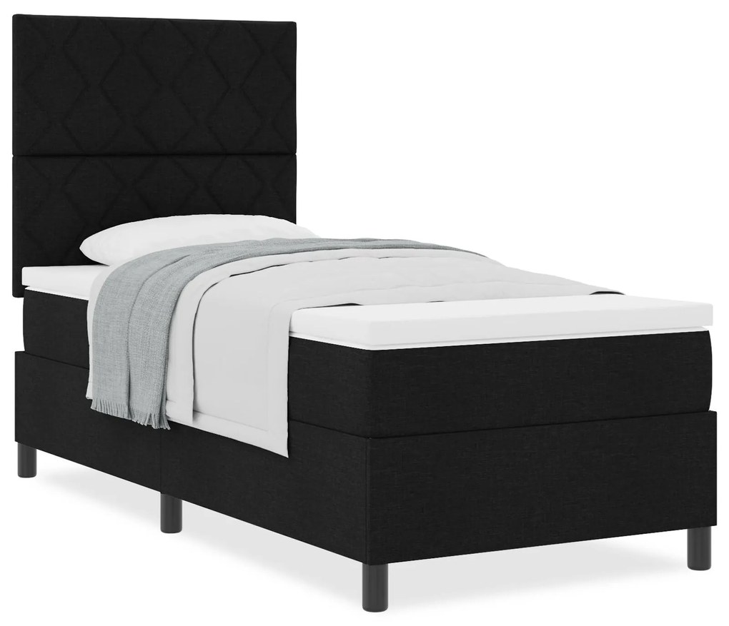 Cama Box com Colchão Preto 90x200 cm Tecido