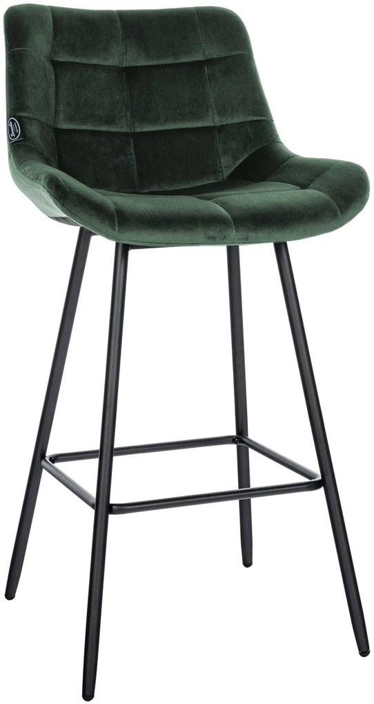 Banco de bar Weston em veludo e com estrutura preta 49 x 104 x 56 cm Verde escuro