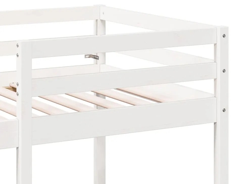 Cama alta c/ secretária/cadeiras 90x200 cm pinho maciço branco