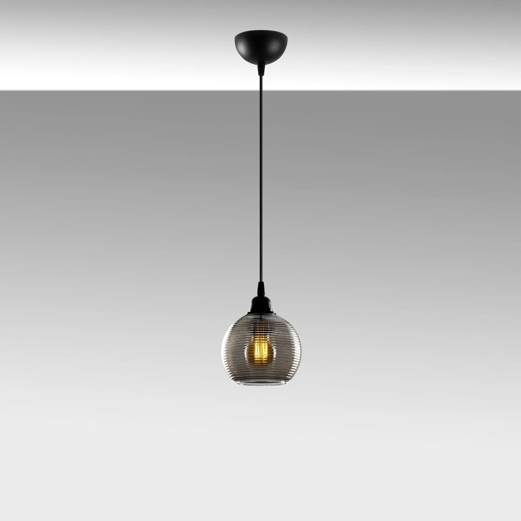 Candeeiro Suspenso Smoked – Fume – 15 x 15 cm