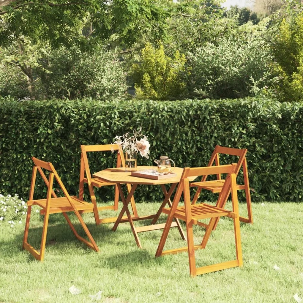 vidaXL Cadeiras de jardim dobráveis 4 pcs madeira acácia maciça