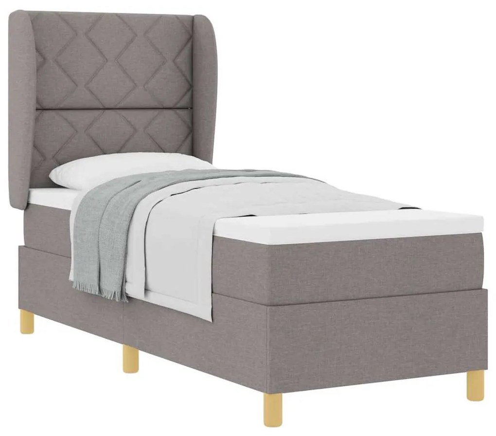 Cama Box Spring vidaXL com Colchão Taupe 80x200 cm Tecido