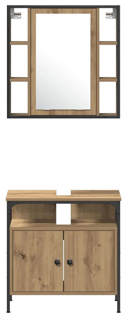 Conjunto de Móveis para Casa de Banho de 4 Peças em Carvalho Artesanal